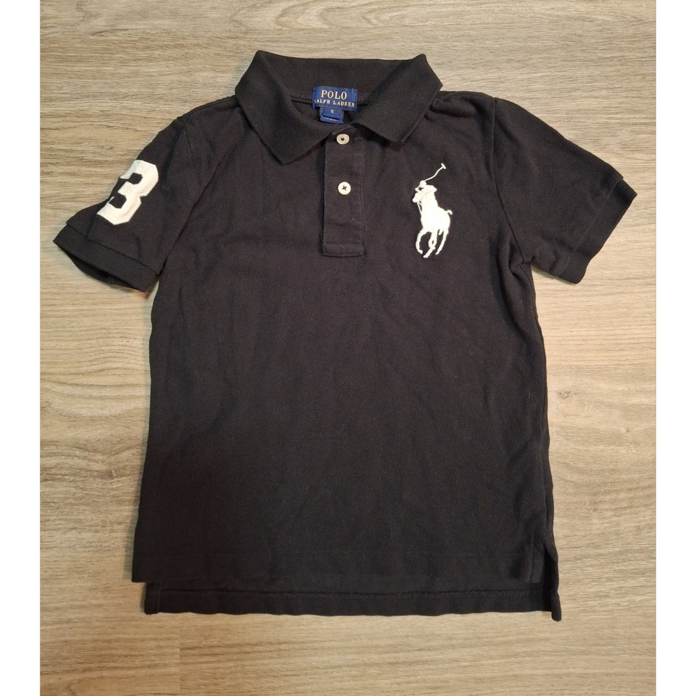 Polo Ralph Lauren Kids Little Boy Size 5 Big Pony Embroidered Polo Shirt Black